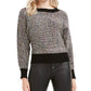 Bar III Women's Metallic Heather Long Sleeve Crew Neck Sweater Black Size X-Large