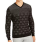 Alfani Men's Classic Fit Metallic Check V Neck Sweater Black Size Small