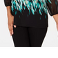 JM Collection Women's Printed Embellished Blouson Sleeve Top Green Size P/SM