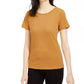 Bar III Women's Textured Scoop Neck Top Yellow Size X-Small