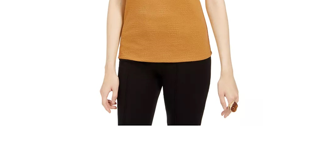 Bar III Women's Textured Scoop Neck Top Yellow Size X-Small