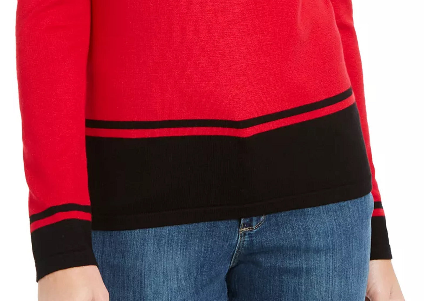 Karen Scott Women's Colorblocked Hem Sweater Red Size XX-Large