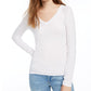 Splendid Women's Ribbed V Neck Tee White Size X-Large