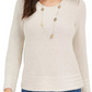 Style & Co Women's Mixed Stitch Sweater Beige Size S