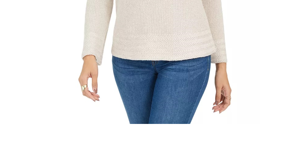 Style & Co Women's Mixed Stitch Sweater Beige Size S