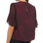 Michael Kors Women's Beaded Animal Print Blouse Red Size Medium