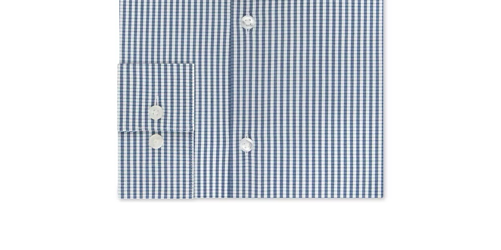 Calvin Klein Men's Extra Slim Fit Performance Stretch Temperature Regulating Check Dress Shirt Blue Size 34-35