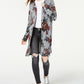 BCX Junior's Printed Rib Knit Duster Cardigan Gray floral Size X-Small