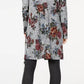 BCX Junior's Printed Rib Knit Duster Cardigan Gray floral Size X-Small