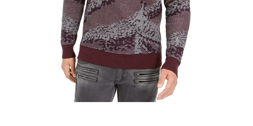 INC International Concepts Men's Jax Hooded Knit Sweater  Wine/Grey Size XXX-Large