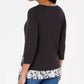 Karen Scott Women's Layered Look Solid & Plaid Top  Black Size X-Large