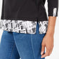 Karen Scott Women's Layered Look Solid & Plaid Top  Black Size X-Large