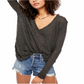 Free People Women's Ocean Air Hacci Top Black Size X-Large