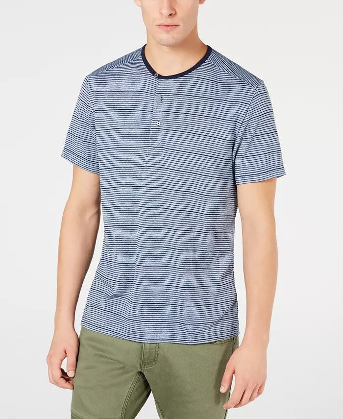INC International Concepts Men's Striped Henley Gray Size XX-Large
