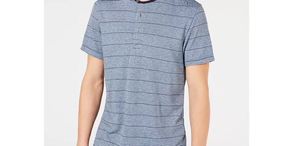 INC International Concepts Men's Striped Henley Gray Size XX-Large