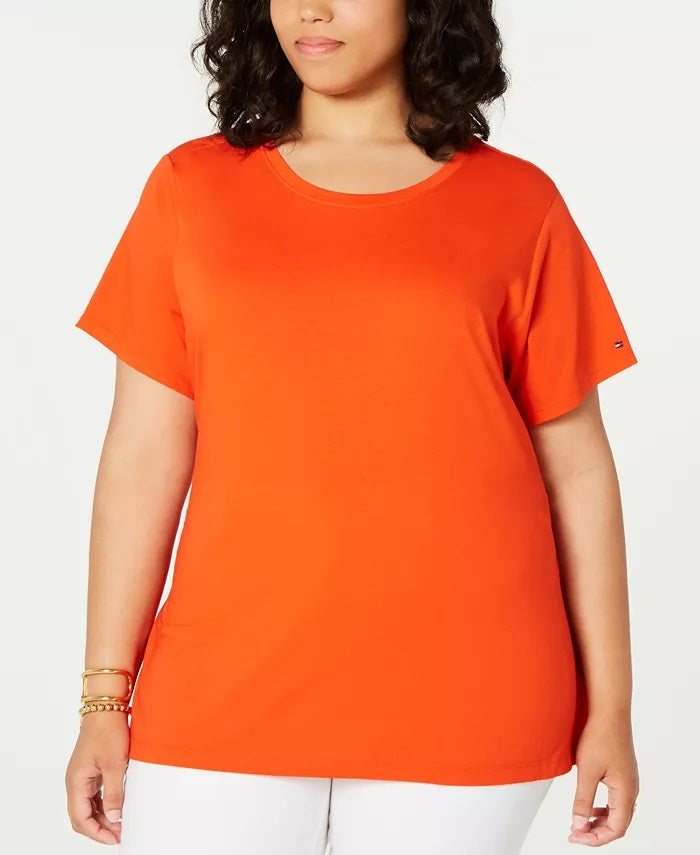 Tommy Hilfiger Women's Plus Tie Waist Top Orange Size 2X