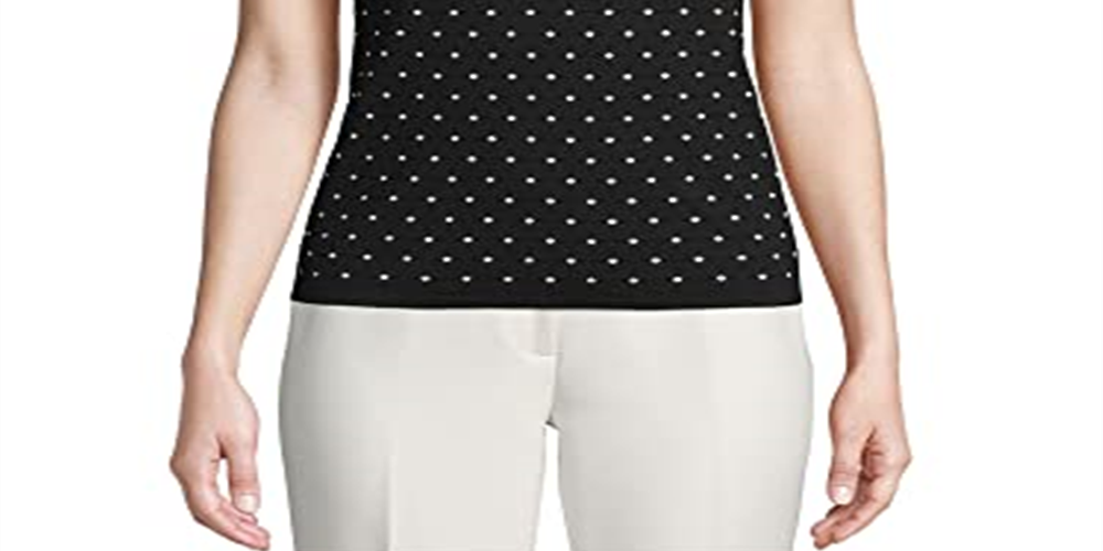 Anne Klein Women's Printed Sleeveless Sweater Black Size X-Small
