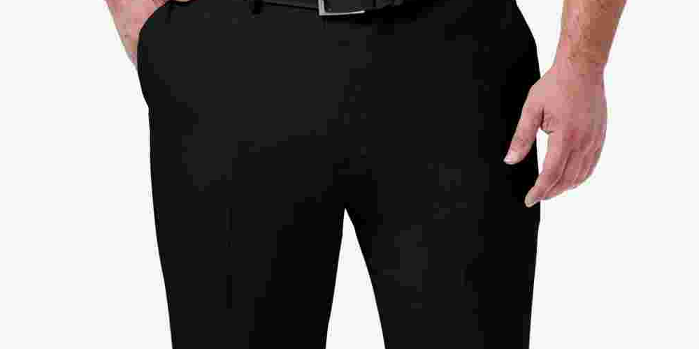 Haggar Men's Big & Tall Premium Comfort Stretch Classic Fit Solid Flat Front Dress Pants Black Size 46X32