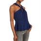 Michael Kors Women's Animal Print Twist Halter Top Blue Combo Size M