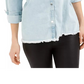Guess Women's Parisian Frayed Edge Denim Shirt Blue Size X-Small