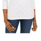 Karen Scott Women's Glitter Star Print Shirt White Size PL