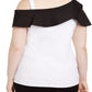 INC International Concepts Women's Plus Size Colorblocked Ruffled Top White Size 0X