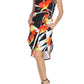 White Mark Women's Printed Shirt Dress Black/orange/White Size Large