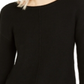 INC International Concepts Women's Textured Knitted Long Sleeve Jewel Neck Sweater Black Size Small