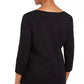 Karen Scott Women's Embellished Cotton Top  Black Size PS