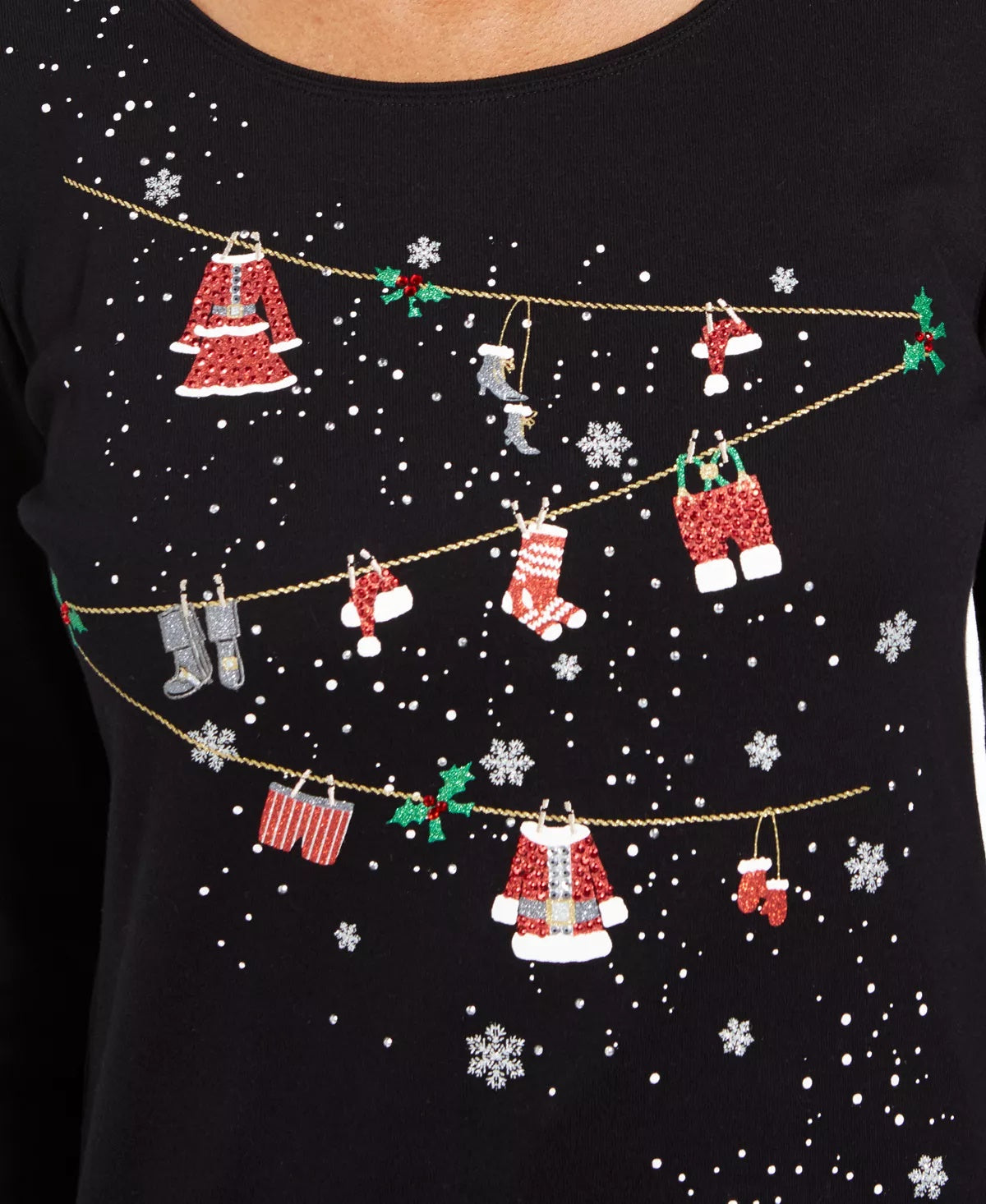 Karen Scott Women's Embellished Cotton Top  Black Size PS