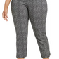 Alfani Women's Plus Size Printed Cropped Pull-On Pants Black/white Size 24W