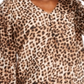 Maison Jules Women's Plus Knit Leopard Print Blouse Brown Size XX-Large