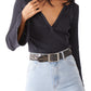 Free People Women's Give Me A Little Bell Sleeve Rib T-Shirt Black Size Small