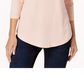 JM Collection Women's Petite Metallic-Print Top Beige Size PL