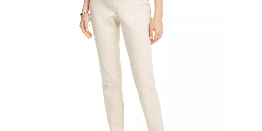 Alfani Women's Petite Comfort-Waist Skinny Pants Lt Beige Size 14 Petite