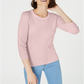 Maison Jules Women's Pink 3/4 Sleeve T-Shirt Sweater  Pink Size X-Large