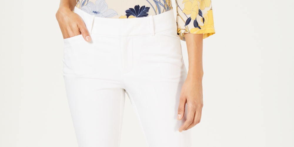 Charter Club Women's Newport Tummy-Control Slim-Fit Pants White Size 14