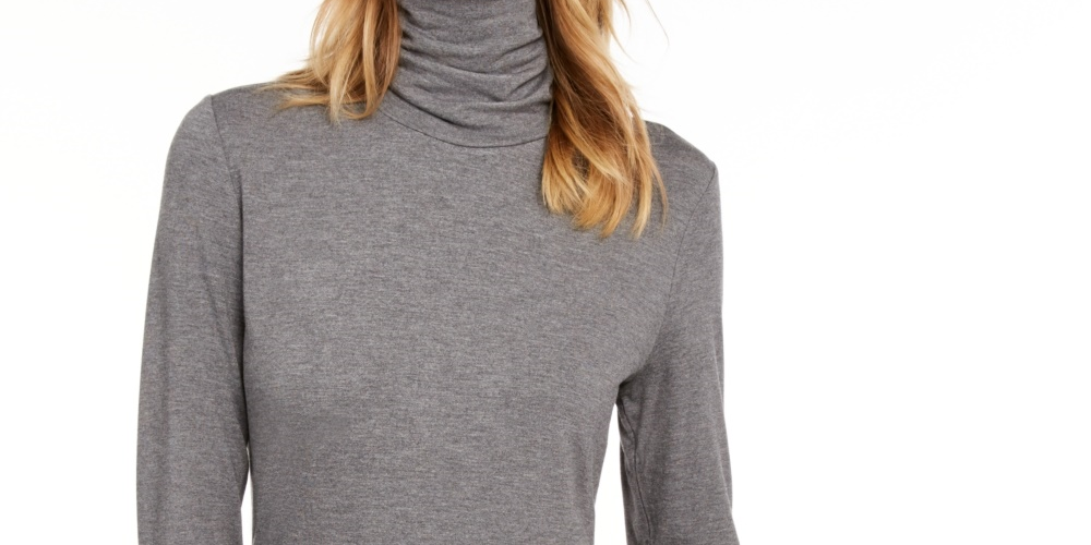 Maison Jules Women's Turtleneck Top Gray Size Medium