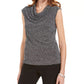 Kasper Women's Metallic-Print Cowlneck Top Charcoal Size Small