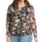 INC International Concepts Women's Long Sleeve Wrap Pullover Blouse Black Size 0X