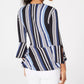 BCX Junior's Striped Wrap Top Black /White /Blue  Size X-Small