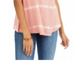 Style & Co Women's Tie Dyed V Neck Linen Blend Top Pink Size Small