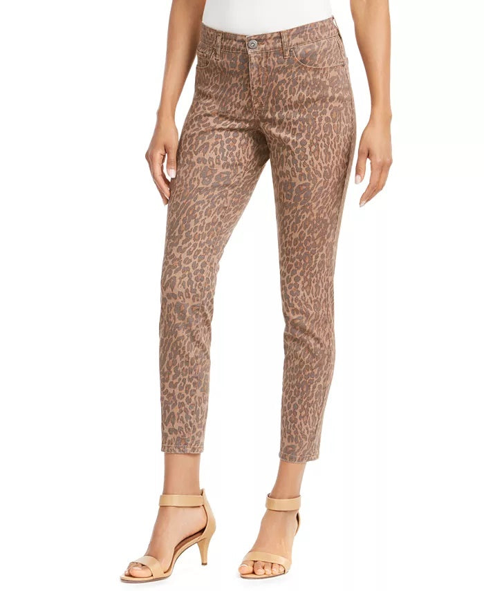 Style & Co Women's Curvy Fit Skinny Printed Jeans Red Size 4