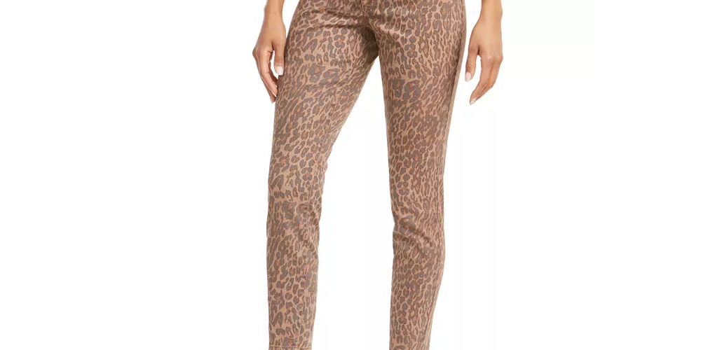 Style & Co Women's Curvy Fit Skinny Printed Jeans Red Size 4