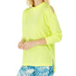 Ideology Women's Ribbed Cold Shoulder Top Yellow Size Small