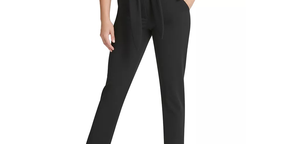 DKNY Women's Belted Slim-Leg Pants Black Size 6