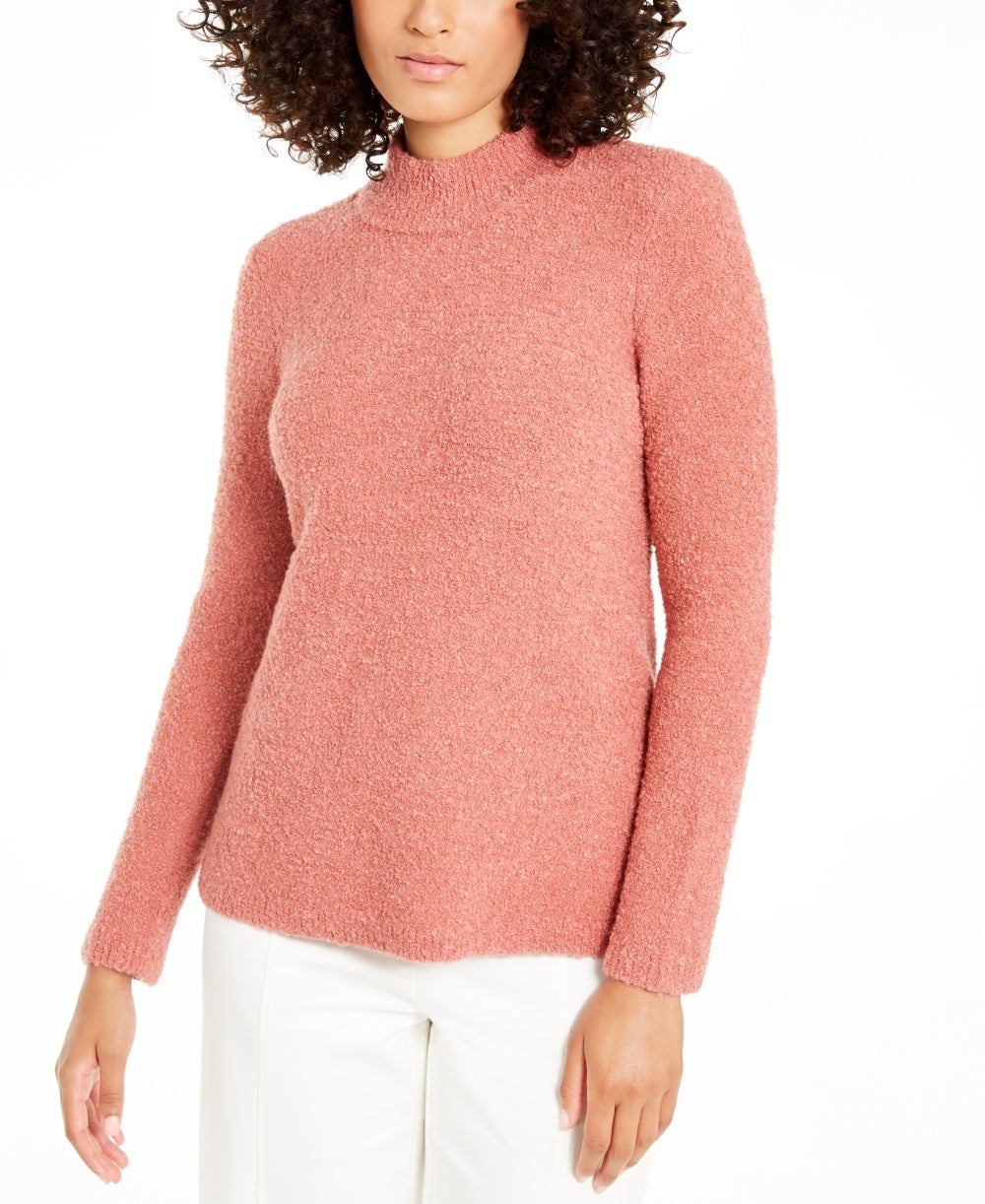 Alfani Women's Mock-Neck Boucle Sweater Pink Size Large