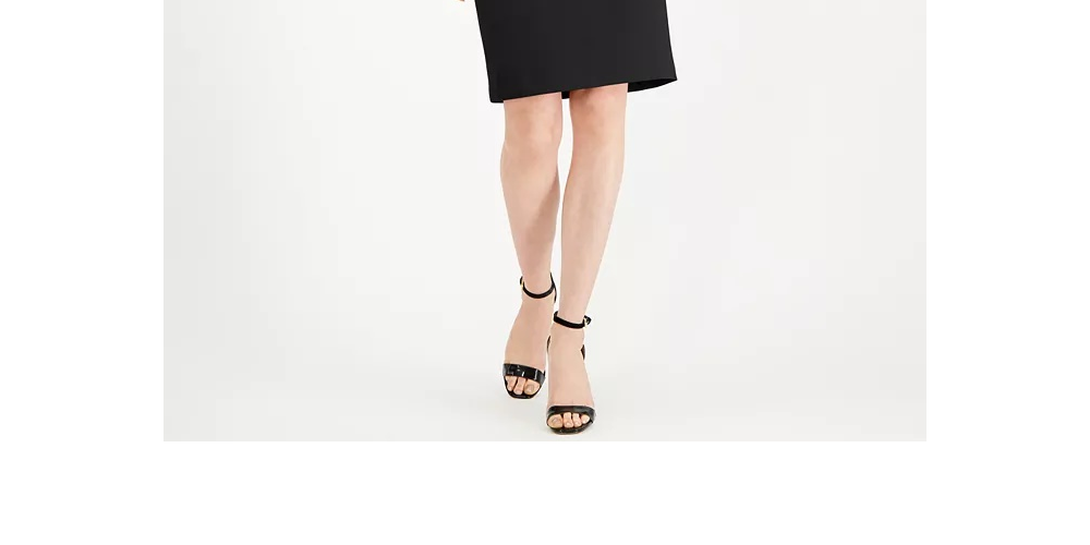 Calvin Klein Women's Petite Ruffle-Shoulder Sheath Dress Black Size 8 Petite