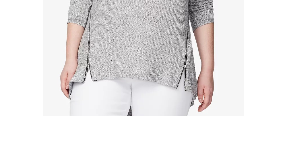 Rachel Roy Women's Trendy Plus Size Zip-Hem Top Gray Size 0X