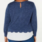 Monteau Women's Trendy Plus Layered Look Top Blue Size 3X